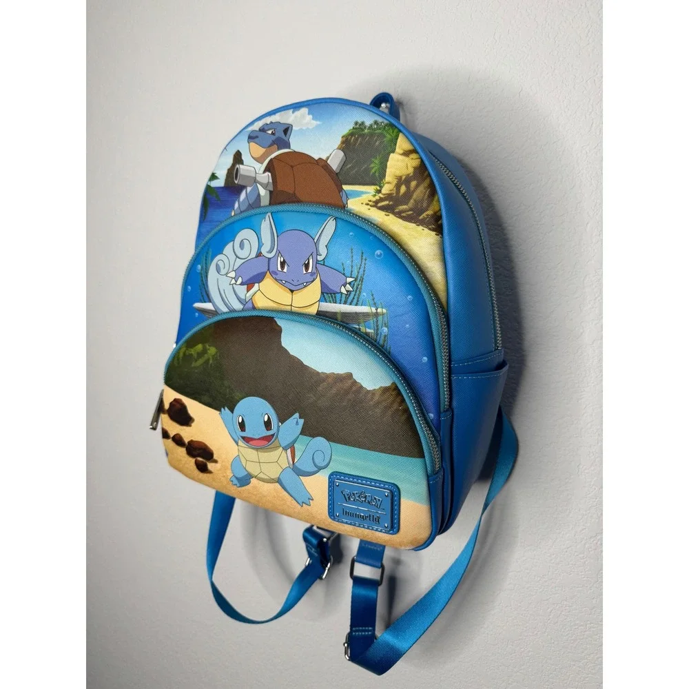 Loungefly Pokemon Squirtle Wartortle Blastoise Evolution Mini‎ Backpack Blue